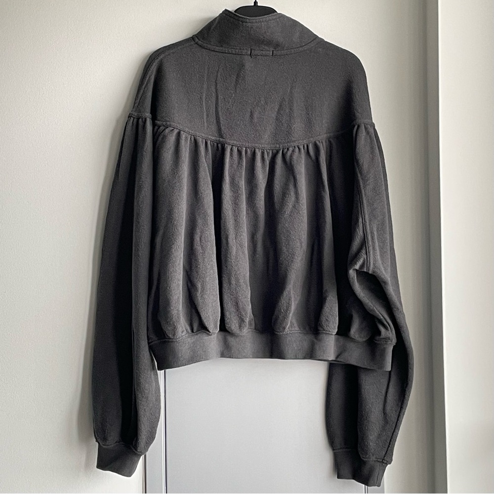 AERIE Charcoal Button-Up Pullover Sweater - Picture 4 of 6